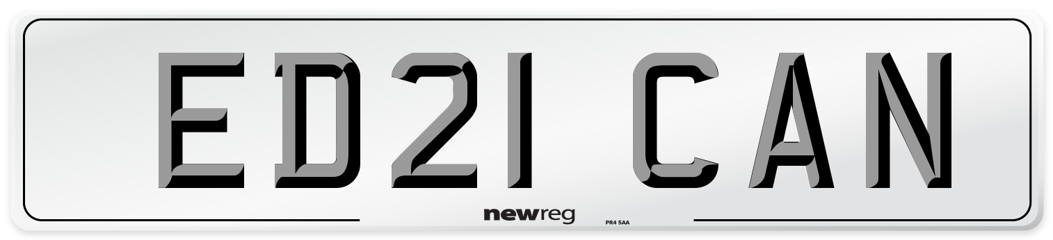 ED21 CAN Number Plate from New Reg